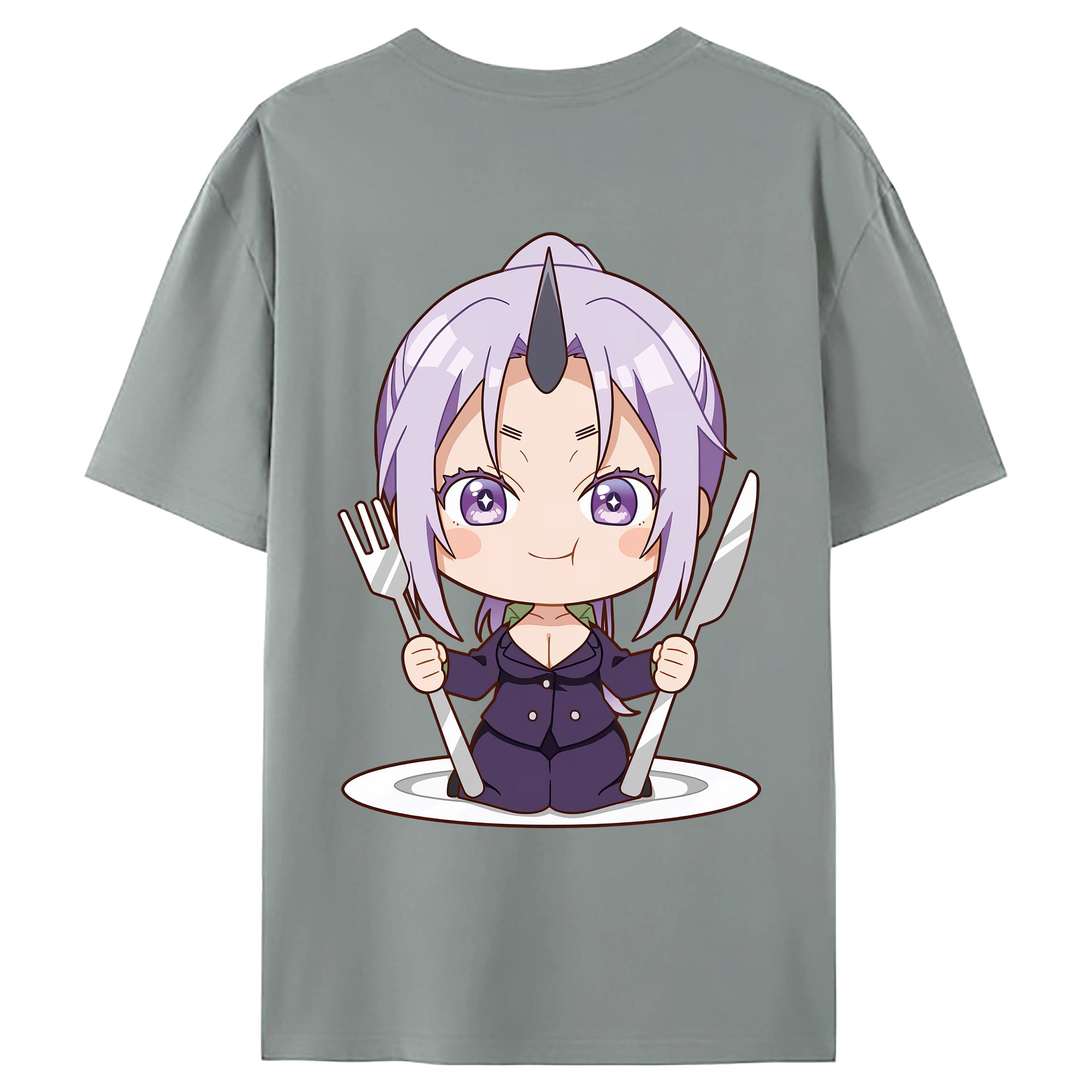 （画像用） 転スラ Regarding Reincarnated to Slime 綿100％ メンズ半袖Tシャツ（バックプリント） 通気性
